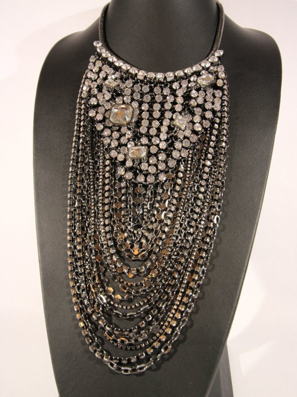 Chico's Couture Festival Gunmetal Color with Multi-Strand Rhinestones